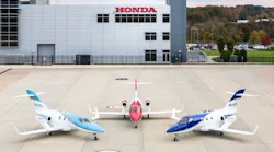 The HondaJet Elite, original HondaJet and HondaJet APMG pictured at Honda Aircraft Company's headquarters in Greensboro, NC.