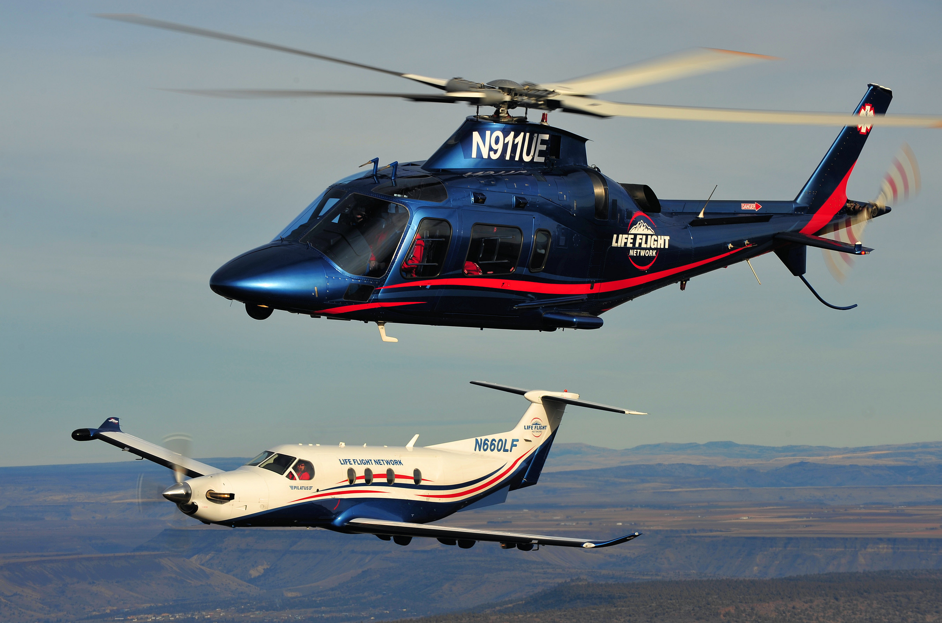 Life Flight Network will station a AW109 helicopter and Pilatus PC-12 fixed-wing aircraft, like the ones pictured here, at its Port Angeles, Washington base.