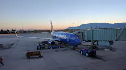 Southwest Plane At Gate At Albuquerque International Sunport