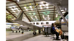 Without the fan, data loggers recorded an average temperature difference of 6 degrees Fahrenheit between the floor and ceiling even after the hangar reheated.