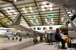 Without the fan, data loggers recorded an average temperature difference of 6 degrees Fahrenheit between the floor and ceiling even after the hangar reheated.