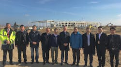 As part of the workshop, the delegates visited BUD&rsquo;s cargo facilities, including the site of a dedicated air cargo facility, which is set for completion in Q4 this year. Pictured from left: J&oacute;zsef Kossuth, Senior Cargo Manager, Budapest Airport, 6th from the left, Ren&eacute; Droese, Director Business Unit Property and Cargo, Budapest Airport, 7th from the left, Li Jiupeng, CEO of Eastern Air Logistics Co., Ltd. (EAL); Chairman of the Board of China Cargo Airlines and Chairman of the Shanghai Cross-border E-commerce Association (SCEA), 9th from the left, Meng Zhibin, General Manager, ACE Logistics Corp., Jared Shen, FCO Station Cargo Manager, China Eastern Airlines and China Cargo Airlines