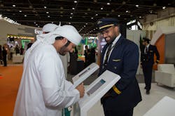 Abdulrham Alamiri, First Officer at Etihad Airways, introducing the career programs to visitors at Etihad stand during the UAE Careers-Dubai. Abdulrham Alamiri, First Officer at Etihad Airways, introducing the career programs to visitors at Etihad stand during the UAE Careers-Dubai.