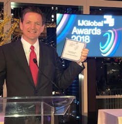 Brian Ostler, Deputy City Attorney, accepted the &apos;North American PPP Deal of the Year&apos; award from IJGlobal at a ceremony in New York City.
