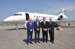 ABACE 2019 (April 15): Michel Coulomb, Co-Owner and CEO, Elit&rsquo;Avia; Nick Houseman, Co-Owner and Board Member, Elit&rsquo;Avia; Phil Mulacek, Chairman, OJets and Marc Vinson, Treasurer, OJets.