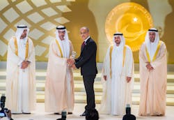 His Highness Sheikh Hamed bin Zayed Al Nahyan, Chairman of Abu Dhabi Crown Prince Court presents the Sheikh Khalifa Excellence Award to Abdul Khaliq Saeed, Etihad Airways Engineering Chief Executive Officer His Highness Sheikh Hamed bin Zayed Al Nahyan, Chairman of Abu Dhabi Crown Prince Court presents the Sheikh Khalifa Excellence Award to Abdul Khaliq Saeed, Etihad Airways Engineering Chief Executive Officer