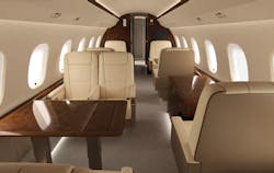 Rendering of Global Express refurbishment undertaken at the Flying Colours Corp. Singapore facility. Rendering of Global Express refurbishment undertaken at the Flying Colours Corp. Singapore facility.