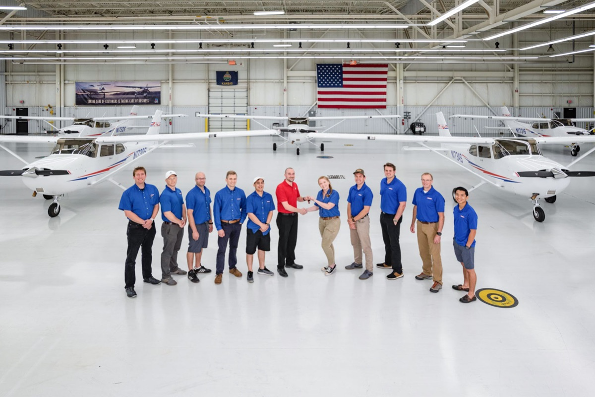ATP Flight School instructors and students take delivery of factory-new Cessna 172 Skyhawks.