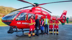 Center right Russell Halley, Air BP and Angela Hughes, chief executive, Wales Air Ambulance and team. Center right Russell Halley, Air BP and Angela Hughes, chief executive, Wales Air Ambulance and team.