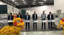 Ribbon-cutting ceremony in Hong Kong - Simon Leung (Cargo Standard, Policy and Operations Support Manager, Cathay Pacific Airways), Kevin Fung (Head of Cargo Global Operations, Cathay Pacific Airways), Adrian Loretz (Managing Director APAC, Unilode), Benoît Dumont (CEO, Unilode), Staffan Ingfors (Head of Service Network Development, Envirotainer), Alexander Cornelius (Manager Cargo Hub Operations and ULD Management, Singapore Airlines) (from left to right)