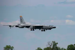 A B-52 Stratofortress, nicknamed 'Wise Guy,' makes its final approach to Barksdale Air Force Base, La., May 14, 2019. The bomber was flown out of the 309th Aerospace Maintenance and Regeneration Group, also known as the 'Boneyard,' where it had been since 2008.