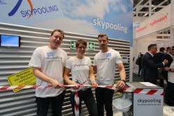Christine Klemmer, General Manager skypooling (middle), and team at the festive announcement at transport logistic 2019 in Munich. Christine Klemmer, General Manager skypooling (middle), and team at the festive announcement at transport logistic 2019 in Munich.
