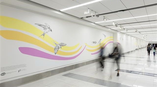 Ren&eacute;e Fox&apos;s mural in collaboration with WriteGirl, &apos;Songs of Freedom: Ren&eacute;e Fox + WriteGirl.&apos; Photo by Panic Studio LA, courtesy of Los Angeles World Airports and City of Los Angeles Department of Cultural Affairs.