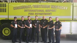 Pictured left to right receiving the Lifesavers EMS Award: Keith Devlin, Patrick Handley, Darren Johnston, Brain Burbrink, Anthony Isaacs, Danny Schneider and Jeff Goshorn. Also on the response team, but not pictured, Dave Kelley and Kevin Kleier. Pictured left to right receiving the Lifesavers EMS Award: Keith Devlin, Patrick Handley, Darren Johnston, Brain Burbrink, Anthony Isaacs, Danny Schneider and Jeff Goshorn. Also on the response team, but not pictured, Dave Kelley and Kevin Kleier.