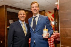 McDonald’s at JFK T4 Owner/Operator Jacques Lawrence poses with JFKIAT President and CEO Roel Huinink at the Worldwide Favorites media tasting event. McDonald’s at JFK T4 Owner/Operator Jacques Lawrence poses with JFKIAT President and CEO Roel Huinink at the Worldwide Favorites media tasting event.