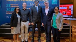 From left to right, Megha Palkar, Assistant Manager, Cargo iQ; Chris Davies, Technology and Product Manager, Cargo iQ; Radhesh Menon, Head, Product Management and Strategy, Air Cargo LoB, IBS Software; Ariaen Zimmerman, Executive Director, Cargo iQ; and Laura Rodriguez, Manager Implementation and Quality, Cargo iQ.