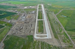 The new airport terminal, built on 1,600 acres 10 miles northwest of Williston, is around 100,000 square feet — almost 10 times the size of its predecessor. The new airport terminal, built on 1,600 acres 10 miles northwest of Williston, is around 100,000 square feet — almost 10 times the size of its predecessor.