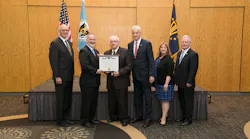 Pictured from left to right during Retlif Testing Laboratories’ presentation of its Cogswell Outstanding Industrial Security Achievement Award by the Defense Security Service (DSS) are: Gus Green, Director of Industrial Security Field Operations, Defense Security Service; Dan Payne, Director, Defense Security Service; Donald Dwyer, Assistant Facility Security Officer, Retlif Testing Laboratories; William Hayes, Facility Security Officer and Executive Vice President, Retlif Testing Laboratories; Cheryl Matthew, Northern Regional Director, Defense Security Service; and Mike Halter, Deputy Director Industrial Security Field Operations, Defense Security Service.