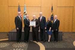 Pictured from left to right during Retlif Testing Laboratories’ presentation of its Cogswell Outstanding Industrial Security Achievement Award by the Defense Security Service (DSS) are: Gus Green, Director of Industrial Security Field Operations, Defense Security Service; Dan Payne, Director, Defense Security Service; Donald Dwyer, Assistant Facility Security Officer, Retlif Testing Laboratories; William Hayes, Facility Security Officer and Executive Vice President, Retlif Testing Laboratories; Cheryl Matthew, Northern Regional Director, Defense Security Service; and Mike Halter, Deputy Director Industrial Security Field Operations, Defense Security Service. Pictured from left to right during Retlif Testing Laboratories’ presentation of its Cogswell Outstanding Industrial Security Achievement Award by the Defense Security Service (DSS) are: Gus Green, Director of Industrial Security Field Operations, Defense Security Service; Dan Payne, Director, Defense Security Service; Donald Dwyer, Assistant Facility Security Officer, Retlif Testing Laboratories; William Hayes, Facility Security Officer and Executive Vice President, Retlif Testing Laboratories; Cheryl Matthew, Northern Regional Director, Defense Security Service; and Mike Halter, Deputy Director Industrial Security Field Operations, Defense Security Service.