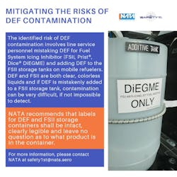 NATA recommends labels for DEF and FSII storage containers be intact and clearly legible.