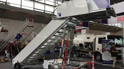 TBD's towable passenger stairs on display at inter airport Europe 2017 in Munich, Germany.