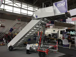 TBD's towable passenger stairs on display at inter airport Europe 2017 in Munich, Germany.