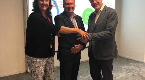 From left to right, Kerstin Strauss, VP Air Logistics Operations, Global Airfreight, Kuehne + Nagel; Scott McCorquodale, Chief Automation Officer, Air Cargo, WiseTech Global; Ariaen Zimmerman, Executive Director, Cargo iQ.