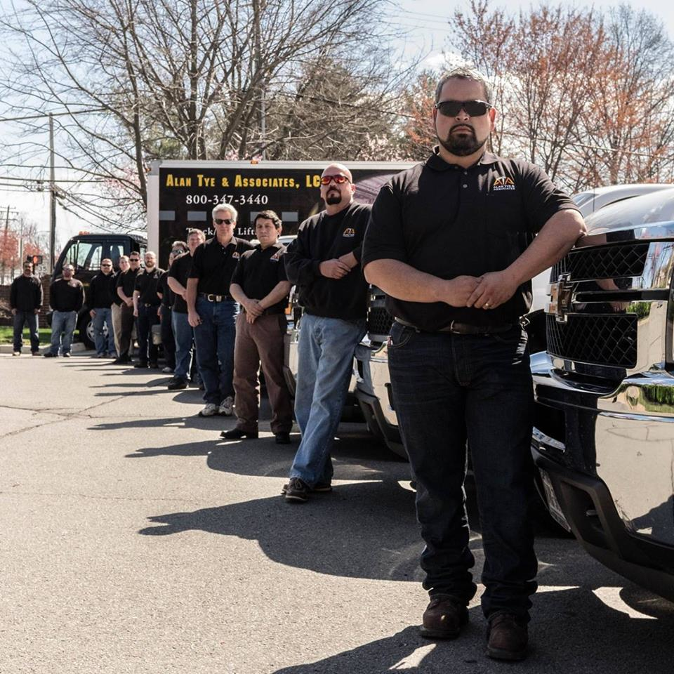 Alan Tye and Associates' local technician team services heavy duty vehicle lift in the Mid-Atlantic region.