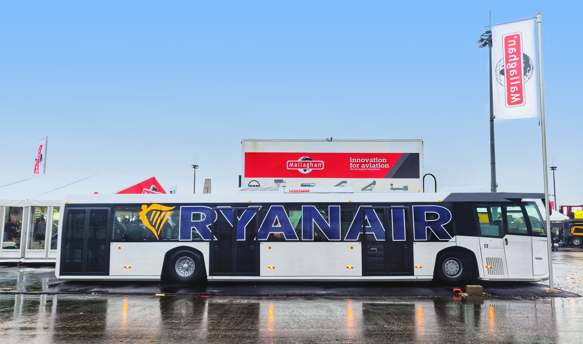 The Mallaghan 50W airport passenger bus which is the world&rsquo;s largest, capable of carrying 125 passengers.