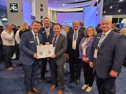 Duncan Aviation was presented with IS-BAH certificates for its Battle Creek and Kalamazoo, Michigan, locations at the NBAA Conference last week. That means all Duncan Aviation FBOs are Stage 1 registered. Pictured are left to right: Ben Hammond (Manager Duncan Aviation FBO Services - BTL/AZO), Troy Hyberger (Manager Duncan Aviation FBO Services - LNK), Terry Yeomans (Director of IS-BAH), Lawrence Fletcher (IBAC), Allison Markey (Director of Audit Programs - Wyvern), Bob Cornett (Manager Duncan Aviation FBO Services - PVU)