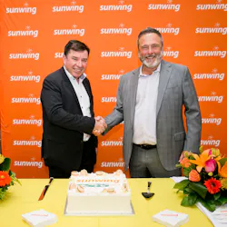 Denis Jacob, President and CEO of Avjet (left) and Mark Williams, President of Sunwing Airlines (right). Denis Jacob, President and CEO of Avjet (left) and Mark Williams, President of Sunwing Airlines (right).