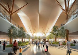Pittsburgh International Airport will add landscaping inside the terminal area to improve the ambiance of the facility. Pittsburgh International Airport will add landscaping inside the terminal area to improve the ambiance of the facility.