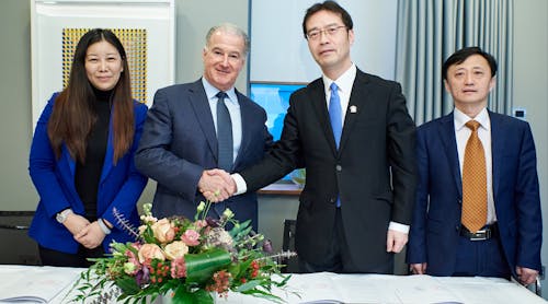 Pictured, from left to right, Cynthia Zhang, Country Managing Director, Universal Aviation China; Greg Evans, Chairman, Universal; MA Yin, General Manager of Capital Jet Co. Ltd.; TANG Chuan Jun, General Manager, Operational Control Center, Capital Jet Co, Ltd.
