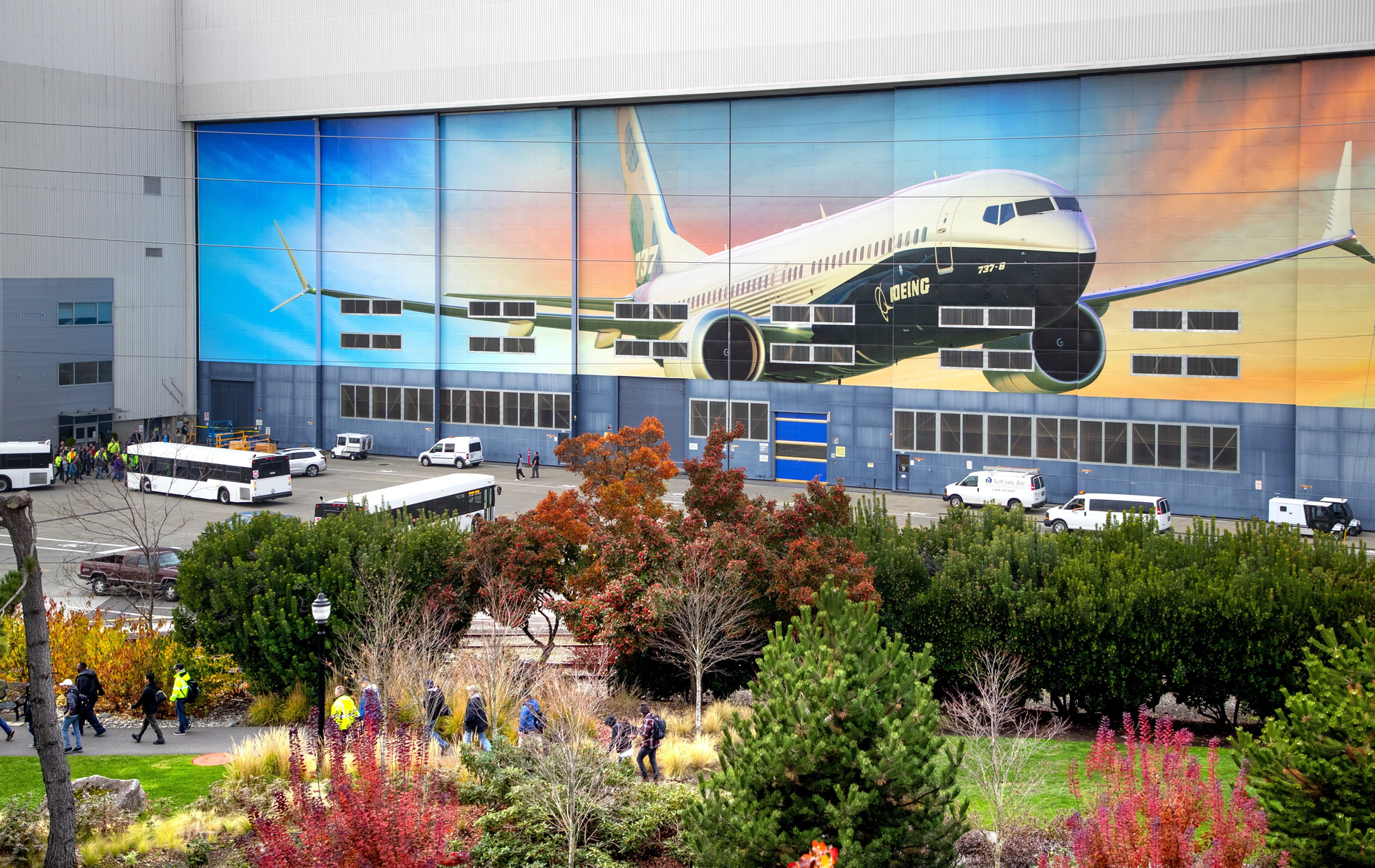 The Boeing 737 factory in Renton Washington is the final assembly facility for all Boeing 737s. The factory is located at the south end of Lake Washington and west of Logan Avenue North.