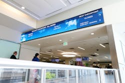 Replacing static signage with digital displays allows DFW to provide dynamic messaging to travelers entering the TSA security checkpoint. Replacing static signage with digital displays allows DFW to provide dynamic messaging to travelers entering the TSA security checkpoint.