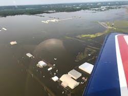 Smartt Field Airport in Des Sioux. Mo., flooded twice in 2019, with one instance in June bringing 74 inches of water on the north end of the airport. Smartt Field Airport in Des Sioux. Mo., flooded twice in 2019, with one instance in June bringing 74 inches of water on the north end of the airport.
