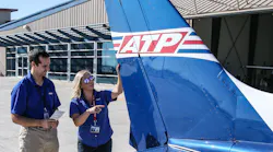ATP Flight School instructor trains student pilot.