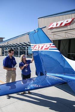 ATP Flight School instructor trains student pilot. ATP Flight School instructor trains student pilot.