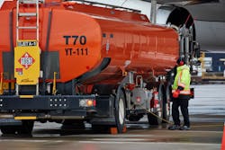 A ground handler at work at the Toronto Pearson Airport. A ground handler at work at the Toronto Pearson Airport.