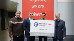 From L-R: Adolfo Aragon, Sr. VP, Universal Aviation; Charlie Mularski, Executive VP, Universal; Jonathan Ebanks, Director, Universal Aviation Cayman Islands; Greg Evans, Chairman, Universal.