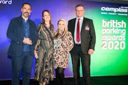 BPA Presenter, Dr. Xand van Tulleken, ParkVia’s Commercial Director, Dr. Valentina Moise, ParkVia’s Global PR & Brand Manager, Gemma Killackey and award presenter Graeme Middleton, Cemplas. BPA Presenter, Dr. Xand van Tulleken, ParkVia’s Commercial Director, Dr. Valentina Moise, ParkVia’s Global PR & Brand Manager, Gemma Killackey and award presenter Graeme Middleton, Cemplas.