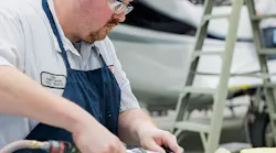 At work in Elliott Aviation's paint shop.