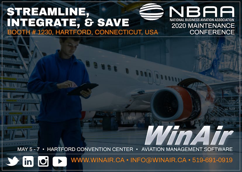 Win Air Aviation Management Software Booth 1230 Nbaa 2020 Maintenance Conference