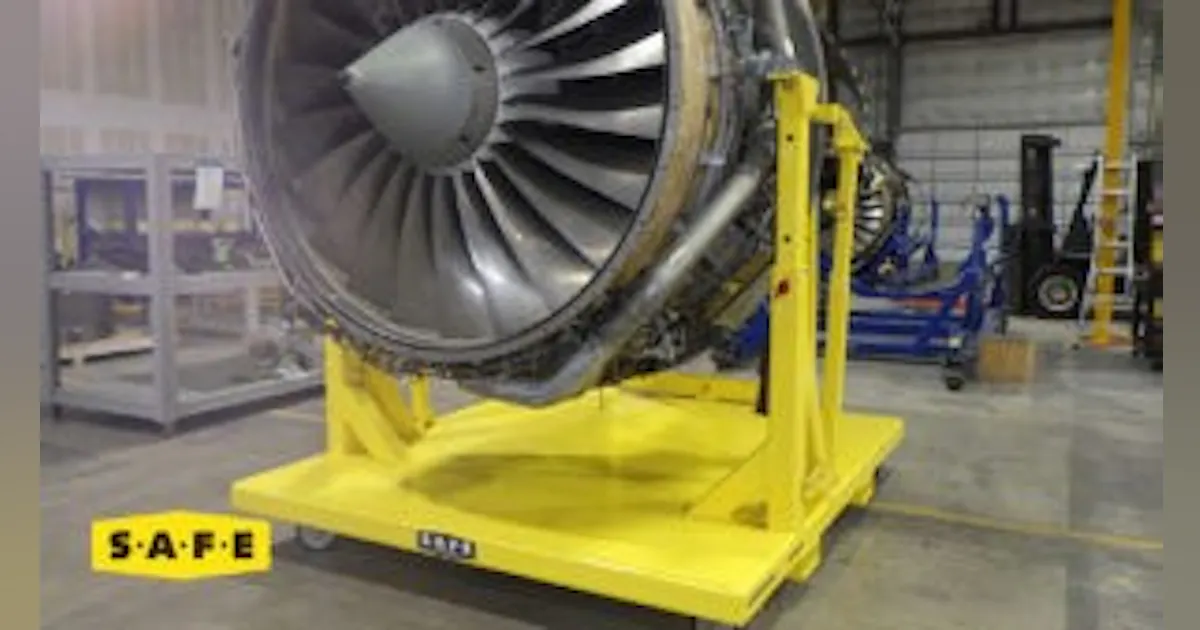 Jet Engine Racking S.A.F.E. delivers Custom RB211 Rolls Royce Jet Engine Work Stand to ...