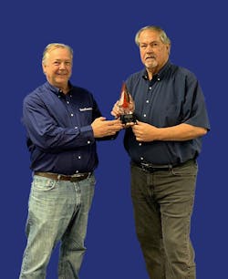 Don Redwine (left) presents the Lifetime Achievement award to Larry Laney. Don Redwine (left) presents the Lifetime Achievement award to Larry Laney.