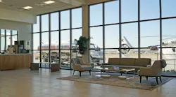 The modern terminal building was designed using inspiration from other mid-century buildings and décor found throughout Dallas.