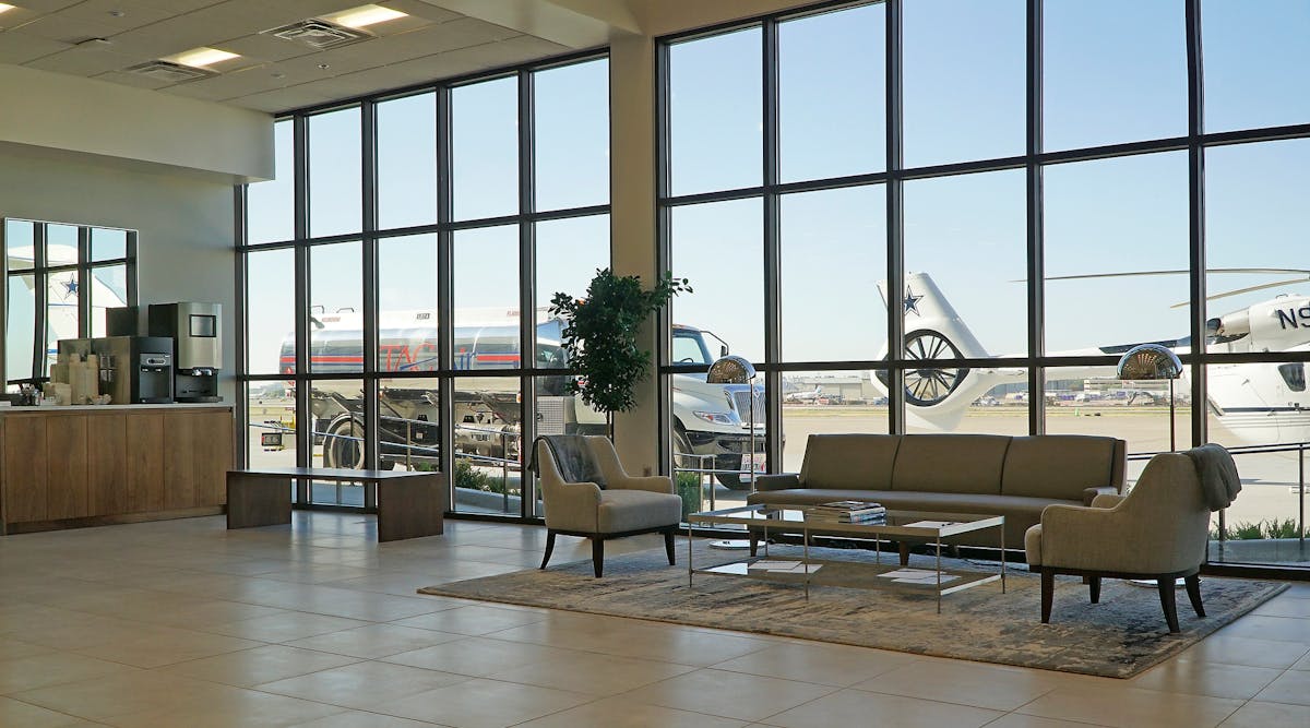 The modern terminal building was designed using inspiration from other mid-century buildings and d&eacute;cor found throughout Dallas.