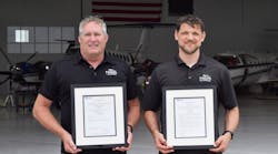 Pictured (L-R): Mike Clancy, VP of Technical Services (Fargo Jet Center) &amp; Josh Rychener, Chief Inspector (Fargo Jet Center).