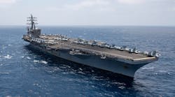 The aircraft carrier USS Dwight D. Eisenhower (CVN 69) transits the Arabian Sea, June 12, 2020. Ike is deployed to the U.S. 5th Fleet area of operations in support of naval operations to ensure maritime stability and security in the Central Region, connecting the Mediterranean Sea and Pacific Ocean through the western Indian Ocean and three critical chokepoints to the free flow of global commerce.