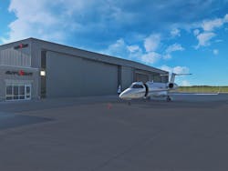Avflight’s new facility includes a 5,000 square foot FBO building, plus a 30,000 square foot hangar. Avflight’s new facility includes a 5,000 square foot FBO building, plus a 30,000 square foot hangar.